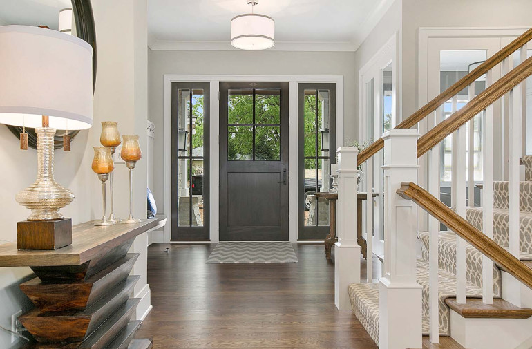 Interior Hallway and Front Door of a Residence 