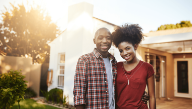 Homeowners young couple house outdoors