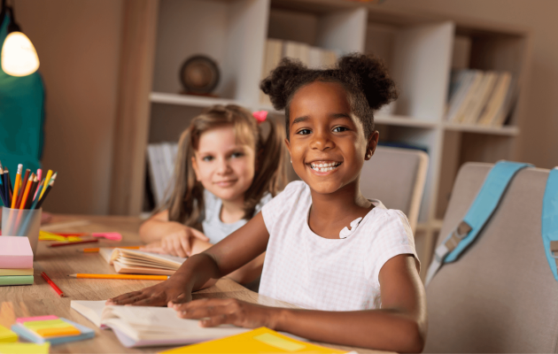 Young students reading library